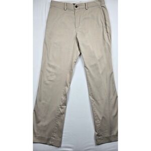 Eddie Bauer Mens 33x32 Khaki Chino Pants Beige Straight Leg Cotton Casual